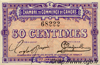 50 Centimes FRANCE regionalism and various Cahors 1915 JP.035.01 VF - XF