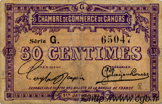 50 Centimes FRANCE regionalism and miscellaneous Cahors 1915 JP.035.12 F