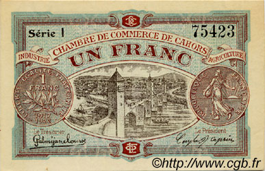 1 Franc FRANCE regionalismo e varie Cahors 1917 JP.035.19 AU a FDC