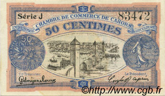 50 Centimes FRANCE regionalism and miscellaneous Cahors 1918 JP.035.21 AU+