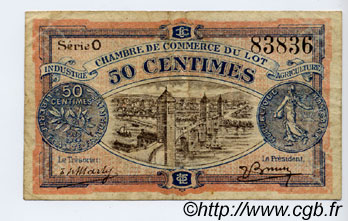 50 Centimes FRANCE Regionalismus und verschiedenen Cahors 1920 JP.035.25 S