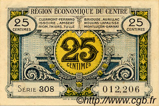 25 Centimes FRANCE regionalism and various Région Économique Du Centre 1918 JP.040.01 VF - XF