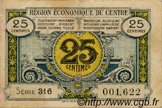 25 Centimes FRANCE regionalism and various Région Économique Du Centre 1918 JP.040.01 F
