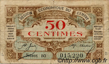 50 Centimes FRANCE regionalism and various Région Économique Du Centre 1918 JP.040.05 F