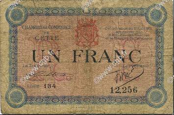 1 Franc FRANCE regionalismo e varie Cette, actuellement Sete 1915 JP.041.14 MB