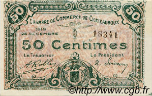 50 Centimes FRANCE regionalism and various Chateauroux 1919 JP.046.20 AU+