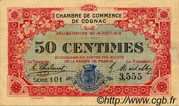 50 Centimes FRANCE Regionalismus und verschiedenen Cognac 1916 JP.049.01 SS to VZ