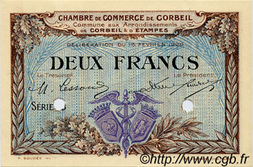 2 Francs Spécimen FRANCE regionalism and various Corbeil 1920 JP.050.06 VF - XF