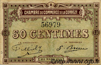 50 Centimes FRANCE regionalismo y varios Corrèze 1915 JP.051.04 BC