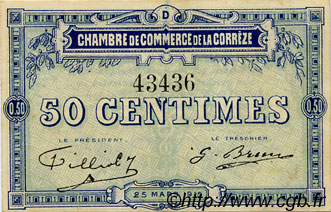 50 Centimes FRANCE regionalismo e varie Corrèze 1915 JP.051.08 BB to SPL