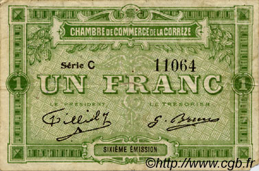 1 Franc FRANCE Regionalismus und verschiedenen Corrèze 1915 JP.051.16 S