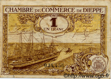 1 Franc FRANCE regionalism and various Dieppe 1920 JP.052.16 F
