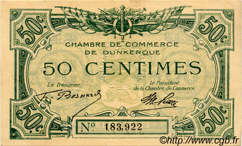 50 Centimes FRANCE regionalism and miscellaneous Dunkerque 1918 JP.054.01 VF - XF