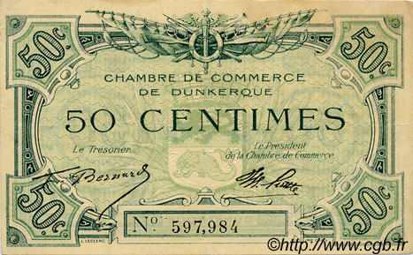 50 Centimes FRANCE régionalisme et divers Dunkerque 1918 JP.054.01 TB