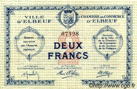 2 Francs FRANCE Regionalismus und verschiedenen Elbeuf 1918 JP.055.03 SS to VZ