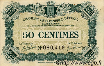 50 Centimes FRANCE regionalismo e varie Épinal 1920 JP.056.01 BB to SPL