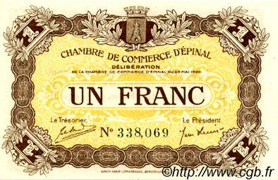 1 Franc FRANCE regionalismo y varios Épinal 1920 JP.056.05 SC a FDC