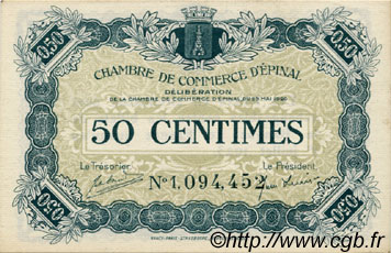 50 Centimes FRANCE regionalismo y varios Épinal 1920 JP.056.09 MBC a EBC
