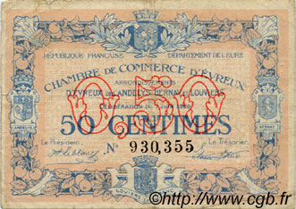 50 Centimes FRANCE regionalism and miscellaneous Évreux 1920 JP.057.16 F