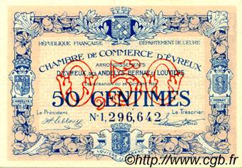 50 Centimes FRANCE regionalismo y varios Évreux 1920 JP.057.18 SC a FDC