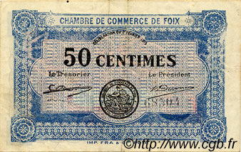 50 Centimes FRANCE regionalismo y varios Foix 1915 JP.059.01 MBC a EBC