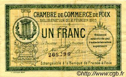 1 Franc FRANCE regionalism and various Foix 1915 JP.059.10 VF - XF
