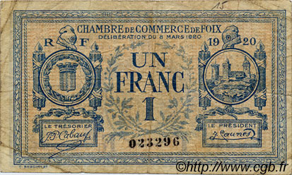 50 Centimes FRANCE regionalism and miscellaneous Foix 1920 JP.059.13 F
