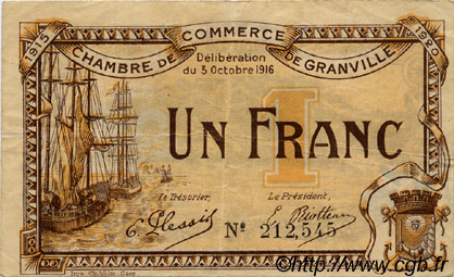 1 Franc FRANCE regionalism and various Granville 1916 JP.060.09 F