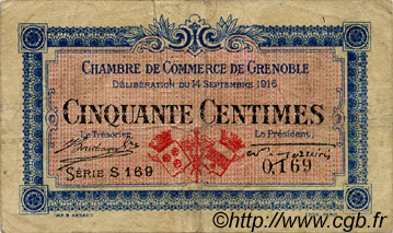 50 Centimes FRANCE regionalism and various Grenoble 1916 JP.063.01 F