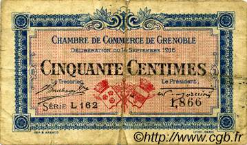 50 Centimes FRANCE regionalism and miscellaneous Grenoble 1916 JP.063.03 F