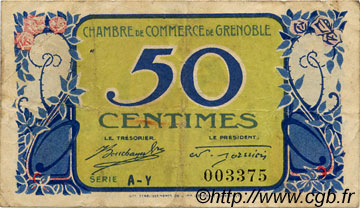 50 Centimes FRANCE régionalisme et divers Grenoble 1917 JP.063.10 TB