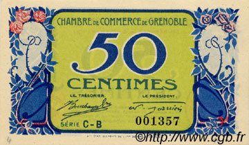 50 Centimes FRANCE regionalismo e varie Grenoble 1917 JP.063.12 AU a FDC