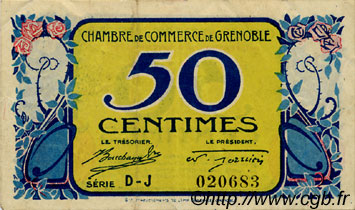 50 Centimes FRANCE regionalism and various Grenoble 1917 JP.063.13 VF - XF