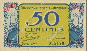 50 Centimes FRANCE regionalism and various Grenoble 1917 JP.063.14 AU+