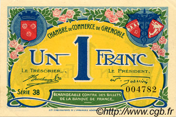 1 Franc FRANCE regionalism and miscellaneous Grenoble 1917 JP.063.20 VF - XF