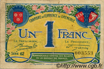 1 Franc FRANCE régionalisme et divers Grenoble 1917 JP.063.20 TB