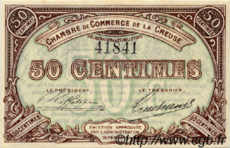 50 Centimes FRANCE régionalisme et divers Guéret 1915 JP.064.01 TTB à SUP