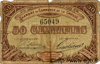 50 Centimes FRANCE Regionalismus und verschiedenen Guéret 1915 JP.064.01 S