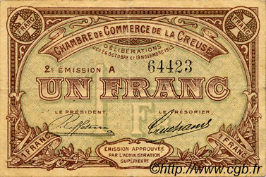 1 Franc FRANCE Regionalismus und verschiedenen Guéret 1915 JP.064.09 SS to VZ
