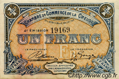 1 Franc FRANCE Regionalismus und verschiedenen Guéret 1918 JP.064.17 SS to VZ
