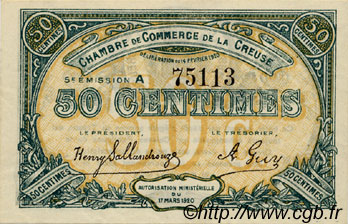 50 Centimes FRANCE regionalismo e varie Guéret 1920 JP.064.19 BB to SPL