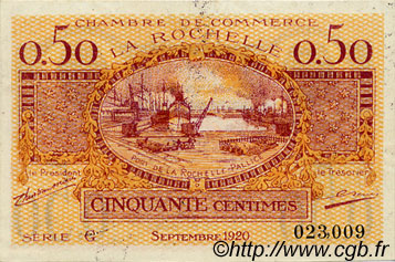 50 Centimes FRANCE Regionalismus und verschiedenen La Rochelle 1920 JP.066.07 fST to ST