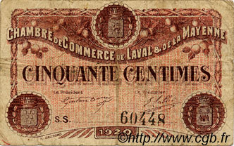 50 Centimes FRANCE régionalisme et divers Laval 1920 JP.067.01 TB