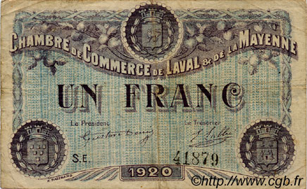 1 Franc FRANCE régionalisme et divers Laval 1920 JP.067.05 TB