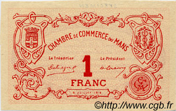 1 Franc Spécimen FRANCE regionalismo y varios Le Mans 1915 JP.069.06 MBC a EBC