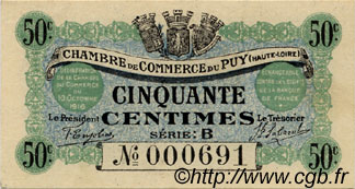50 Centimes FRANCE regionalism and various Le Puy 1916 JP.070.05 AU+