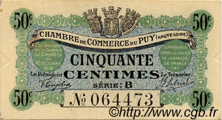 50 Centimes FRANCE Regionalismus und verschiedenen Le Puy 1916 JP.070.05 SS to VZ