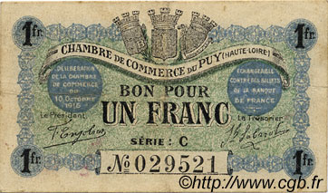 1 Franc FRANCE régionalisme et divers Le Puy 1916 JP.070.06 TB