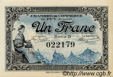 1 Franc FRANCE regionalism and miscellaneous Le Puy 1916 JP.070.09 AU+