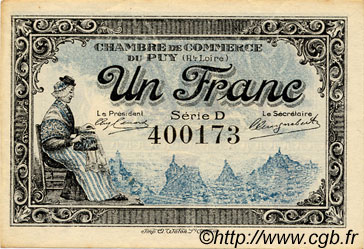 1 Franc FRANCE Regionalismus und verschiedenen Le Puy 1916 JP.070.09 SS to VZ